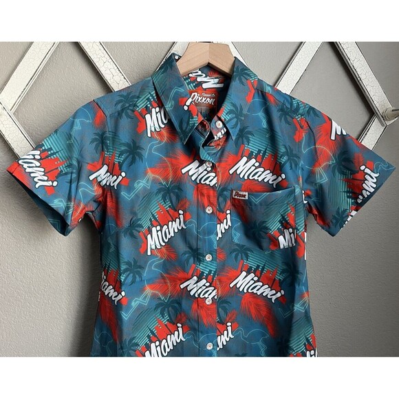 Dixxon Flannel Co. Women’s S The Vice Miami Print Button Down Party Shirt - Picture 2 of 10